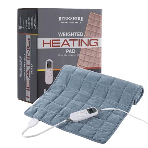 Image of Berkshire Blanket Weighted Heating Pad - 18 inchx33 inch Electric Heat Wrap with 10 Heat Settings & Auto Shut Off - Soothing Heat Wrap for Back, Neck, Shoulders, Legs, Abdomen - Machine Washable & Portable