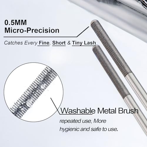 Image of Black Washable Metal Mascara Wand, Waterproof Iron Wand Mascara for Thin Short Sparse Lashes, Natural Length Slim Volume Buildable Formula, Separated Lashes, Long Lasting Smudge-Proof No Flaking Tint