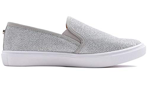 Image of FEVERSOLE Women's Fashion Shiny Soft Slip On Sneaker Sparkle Casual Comfort Loafers