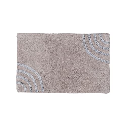 PARAMAISON Tappeto Bagno Grande Frill, Tappetino Doccia Moderno in Tinta Unita, Design con Passamaneria, Soffice 100% Cotone Assorbente, Lavabile in Lavatrice, Rettangolare 50x80, Grigio