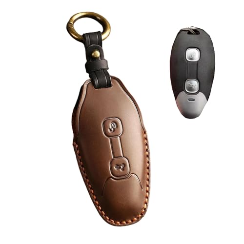 HIBEYO Guscio chiave moto adatto per Vespa GTV 300 GTS 300 GTS300 GTV300 2023 2024 2025 pelle bovina moto custodia portachiavi portachiavi marrone