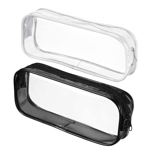 2pcs Clear Travel Makeup Brush Bags (Black & White)