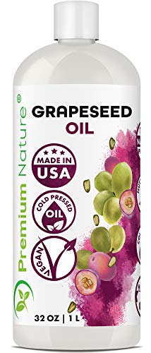 Grapeseed Oil Pure Carrier Oil - Cold Pressed Grape Seed Extract Carrier Oil for Essential Oils Mixing Natural Body Oil for Dry Skin Moisturizer Massage Lotion for Aromatherapy Nails and Hair Growth 32 oz