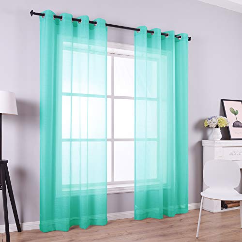 KOUFALL Seafoam Curtains 63 Inch Length for Bedroom 2 Panels Grommet Window Sheer Summer Beach Decor Sea Mist Spring Curtains for Living Room Kitchen Decorations by KOUFALL - Used condition - Image 8
