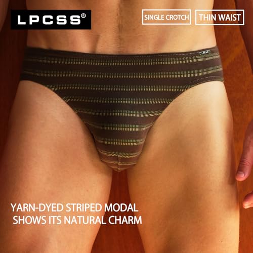 Men’s Modal Bikini Briefs Low Rise Lightweight Underwear Breathable Single-Layer Soft Stretch ES20152