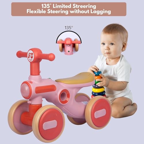 Image of Little Glide Ride on Balance Bike for 1-3 Years | Musical Ride-On Toy with LED Lights | Safe, Sturdy & Fun Indoor Toy| Suitable for Boys & Girls | Max Weight 20 Kg (KB-065-Red)