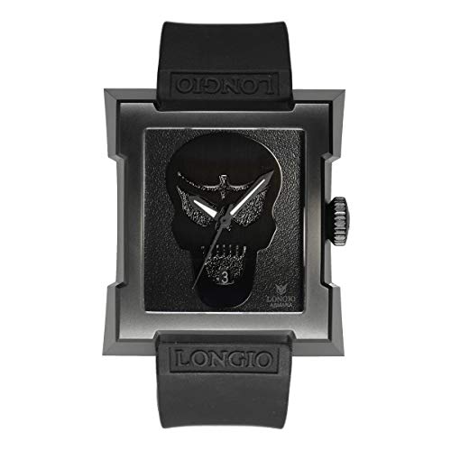 LONGIO Automatic Watches for Men,Unique Watches with Original Swiss Mechanical Movement,Asmara_Skull, Black skull, Men's, Automatic Watch