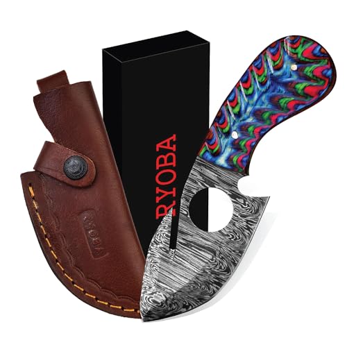 Ryoba RYOBA-SK Predator Hunters-Handmade Damascus Knife With Custom Sheath-Skinning Knife With Gut Hook cover