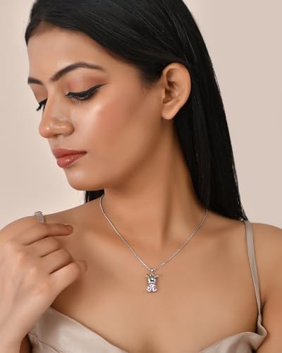 Image of 925 Sterling Silver Cubic Zirconia Animal Crystal Chain Pendant Necklace | Lovely Gift for Women and Girls, Gift for Her