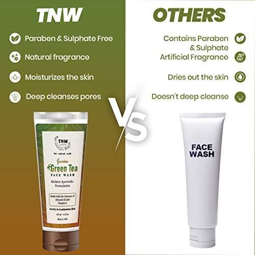 Image of TNW-THE NATURAL WASH Green Tea Face Wash | Dirt Removal Face Wash for Men & Women for dry and combination skin with Almond Oil and Vitamin C (100 ml)