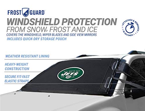 NFL Frost Guard Windshield Cover for Ice and Snow, New York Jets | Standard Size Car Windshield Frost Cover with Side Mirror Covers | Fits Most Cars, Sedans, Small Trucks, SUVs – 60 x 40 Inches - Thumbnail 3
