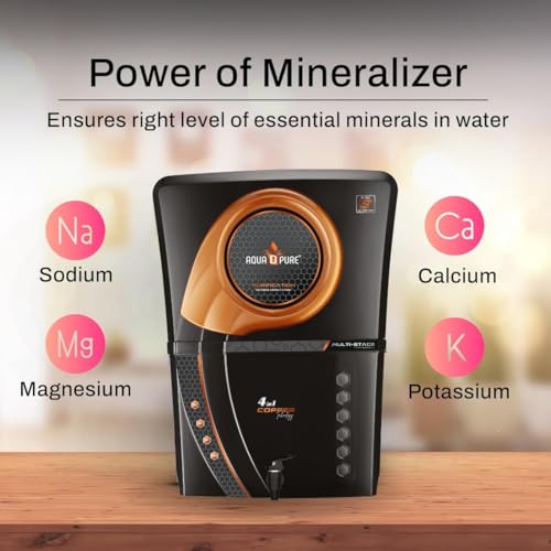 Image of AQUA D PURE 4x Technology with Bio Copper Zinc Alkaline Purification, 10 Stage RO Water Purifier with UV, UF, TDS Adjuster and 12 Liter Storage Tank, Best for Home and Offices