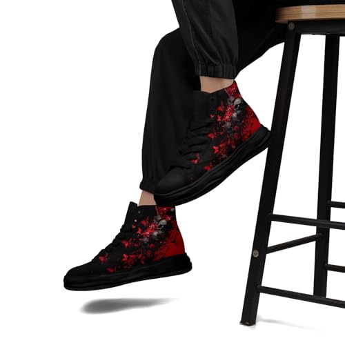 Skull High-Top Canvas Sneakers for Men Women Casual Comfortable Skateboarding Shoes, Gothic Design,Non-Slip Tennis Sneaker 6