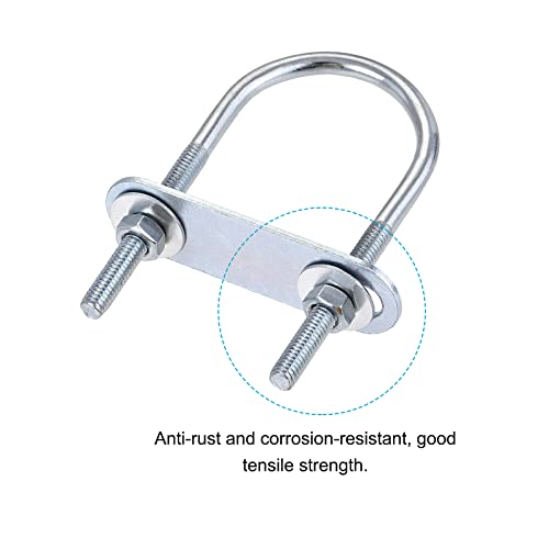 Image of METALLIXITY U Bolts 4 Sets (M6x40x90mm), Round U Bolt Steel with Accessories - for Construction, Pipe