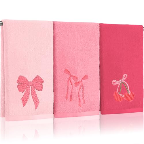 3 Pcs Pink Hand Towels for Bathroom - image 1