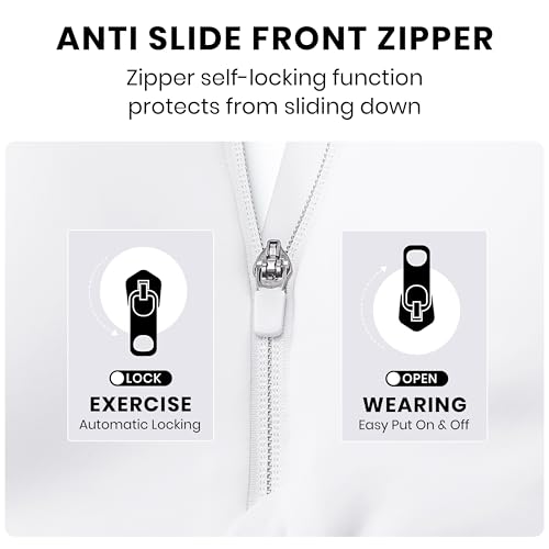 Image of CRZ YOGA Womens Zip Front High Impact Sports Bra - Molded Cup Adjustable Convertible Straps Wireless Workout Yoga Crop Top