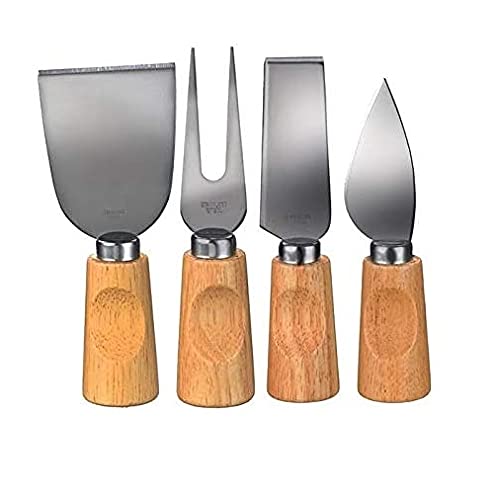 Kit Facas Para Cortar Queijo Magnético C/Suporte De Madeira