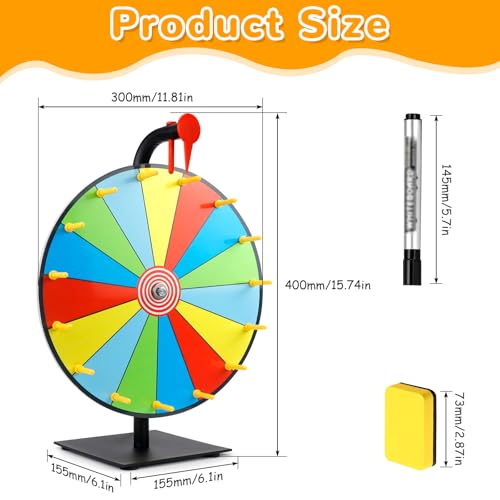 Mumjooyi Glücksrad zum Drehen 30cm Drehrad Glücksrad Zum Selbstgestalten Gluecksrad Gluecksrad mit Radiergummi und Markierstift für Lotteriespiele Wortspiele Neujahr Karneval Party
