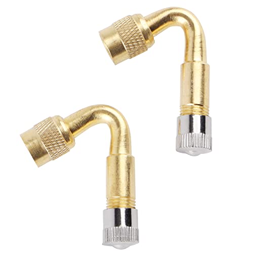 Prolunga Valvola Pneumatici Set, 2 Pezzi Valvole di Estensione a 90 Gradi in Rame, 2 Pezzi Gomma Estensori Valvola per Valvole, per Auto, Moto, Biciclette
