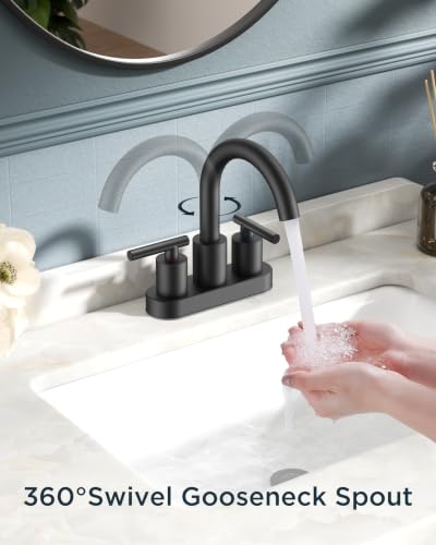 Image of FORIOUS 2 Pack Matte Black Bathroom Faucet Centerset, 4 inch Commercial Faucets | 4 Inch Black Bathroom Faucet Centerset, 4 In Black Matte Bathroom Sink Faucet for Rv, Bulk, Wholesale, New construction