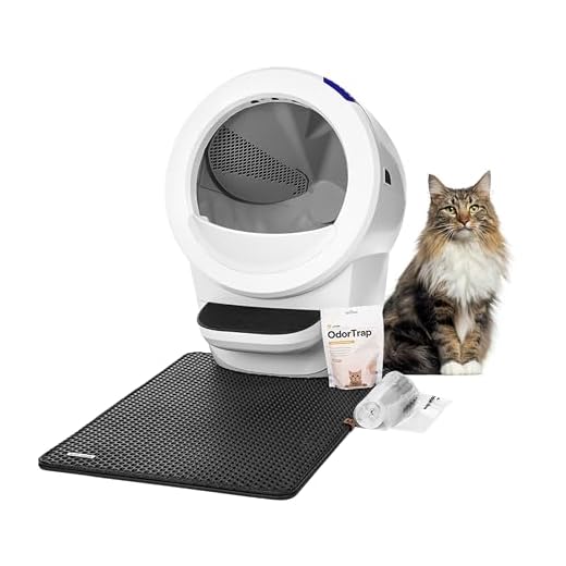 Litter-Robot 4 Beginner Bundle von Whisker, Weiß - Automatische, selbstreinigende Katzentoilette, beinhaltet Litter-Robot, Zaun, Matte, 3 OdorTrap Nachfüllpackungen & 25 Abfallbeutel