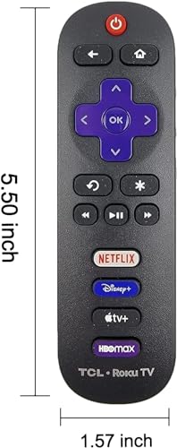 2023 OEM Replacement Remote Control Compatible with All TCL Roku Smart TVs【Only Works with TCL Roku TV, Not for Roku Stick and Roku Box】 (Netflix/Disney Plus/Apple TV+ / HBO Max) (Renewed)