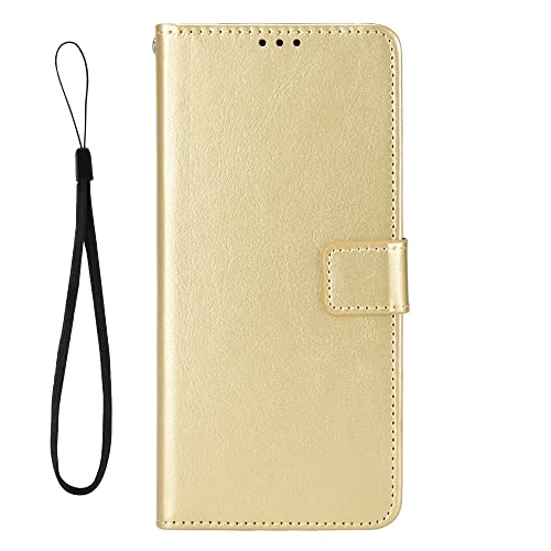 EasyShow Case for Nokia HMD Pulse Pro PU Leather Wallet Flip has Kickstand function and Card Slots with Magnetic Buckle Phone Cover for Nokia HMD Pulse Pro-Gold