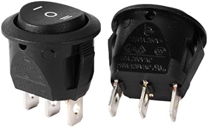 uxcell AC250V/10A 125V/15A 3P SPDT 3 Position ON/OFF/ON Round Button Boat Rocker Switch