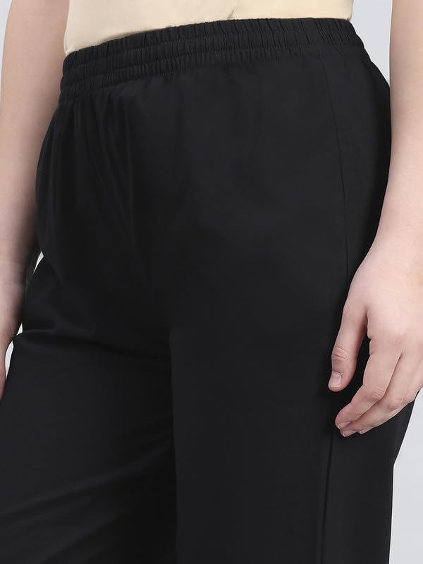 Image of GO COLORS Soft Cotton Lace Pencil Pant Full Length for Women| Mid-Rise, Breathable