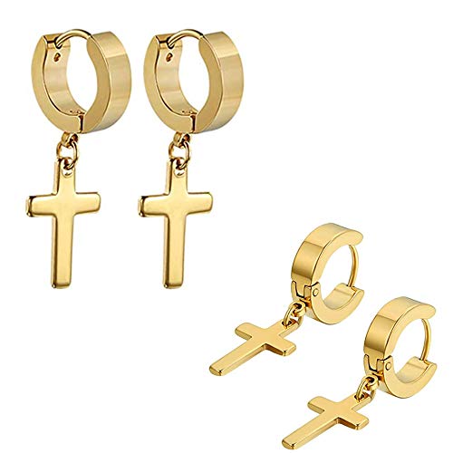 5 Paia Orecchini a Croce,Orecchini a Croce per Donna,Orecchini a Croce Uomo,in Acciaio Inossidabile,Nero,Oro,Blu,Argento,Colore,per Donne,Uomini,Unisex, per Feste Di Compleanno, Feste