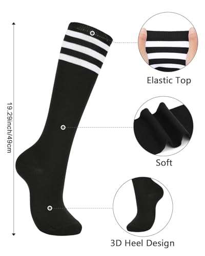 Image of Century Star 2-Pack Long Knee High Socks for Women-Mixed Striped Tube Socks Causal Stockings