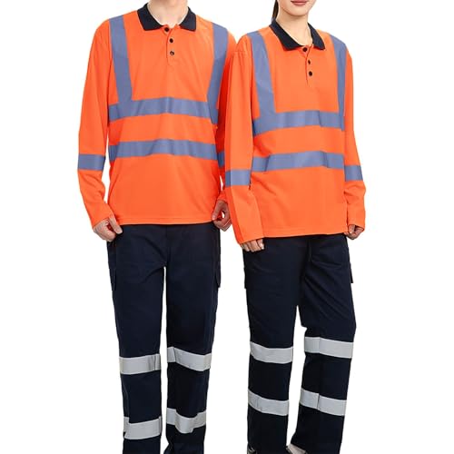 Ropa de trabajo para hombre, 2 piezas, protección de advertencia, polos y pantalones de trabajo, reflectantes, holgados, ligeros, de dos piezas, delgados, transpirables, para el tiempo libre, cómodo y