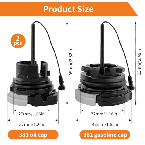 Tankdeckel & Öltankdeckel für STIHL Motorsäge, 1 groß + 1 klein für STIHL MS 171, MS 181, MS 192, MS 200, MS 210, MS 211, MS 230, MS 231, MS 240, MS 241, MS 250, MS 251, MS 260 Motorsäge, 2 Stück