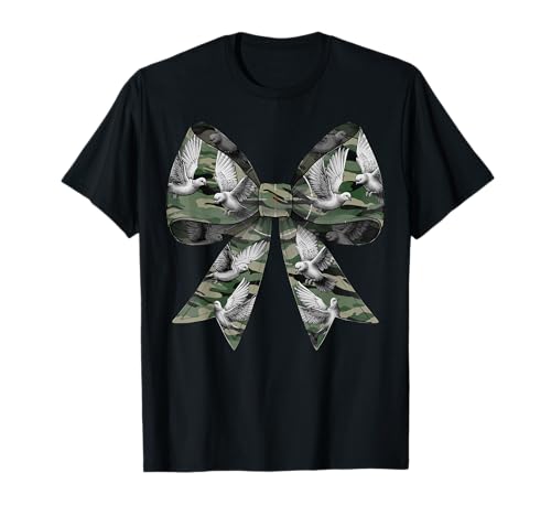 Coquette Bow Dove Hunting Hunter Camouflage Ribbon Mom Girl T-Shirt