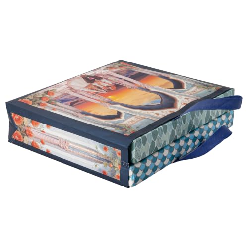 Image of Lavya Large Size Return Gift Bags | Reusable Non-Woven Metallic Laminated Matt Finish Carry Bags for Weddings, Traditional Gifting, Sarees, Sweets & Dry Fruit Boxes (Royal Sunset Wedding, L-16x14x4, Pack of 20)
