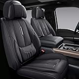 NS YOLO Universal Fit Full Coverage Leather Car Seat Covers for Cars,SUVs and Pick-up Trucks, Car Seat Protector,Automotive Seat Covers Full Set,Car Seat Cushion,Black Seat Cover for 5 Seats
