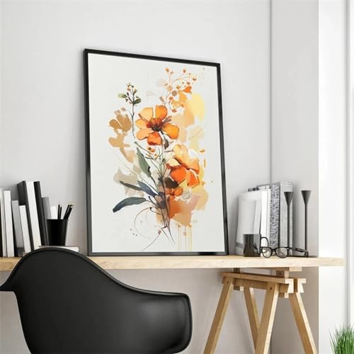 Impresión de flores en lienzo para pared, cuadro moderno para salón de 20x35cm