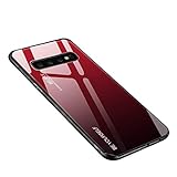 Luhuanx Samsung Galaxy S10 Plus Case,Tempered Glass Gradient Color Pattern+TPU Frame Hybrid Slim case for Galaxy S10+, Samsung S10 Plus Case Anti-Scratch Anti-Drop
