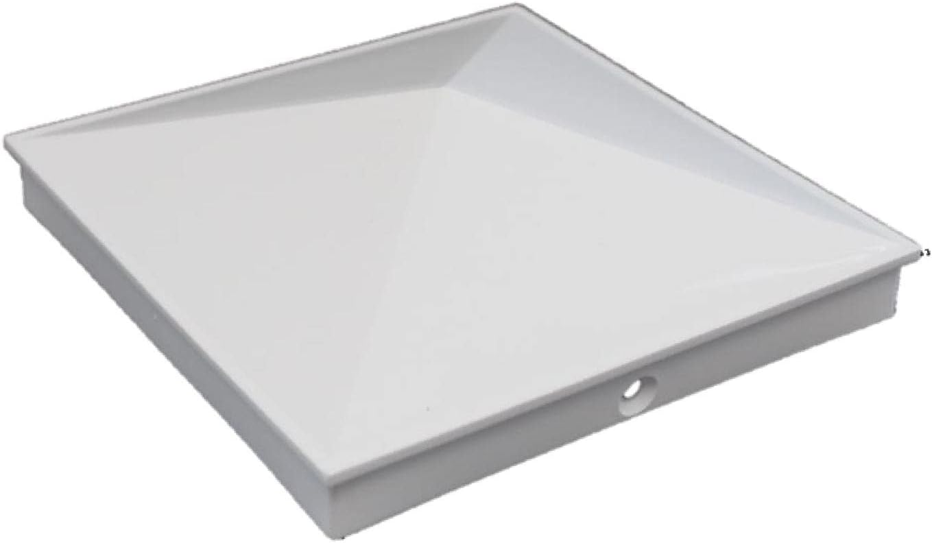 True 6x6 (155mm x 155mm) Plastic Pyramid Vinyl Fence Post Cap with Pre-Drilled Hole Black or White Multiple Quantities for True Actual 6" x 6" Vinyl Posts (6, White)