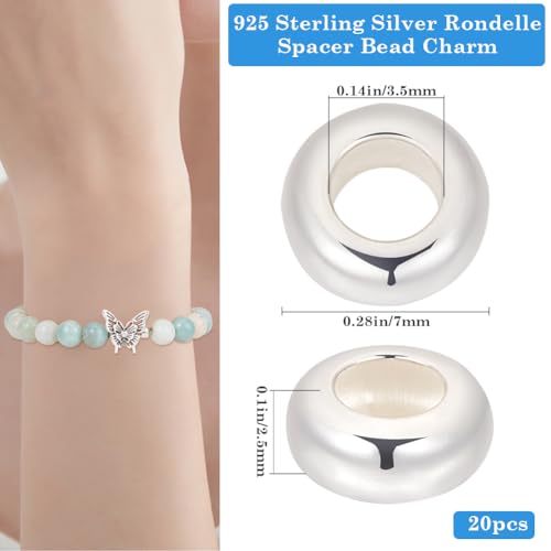 Perles intercalaires argent 925 de 7 mm pour création de bijoux durables - 3