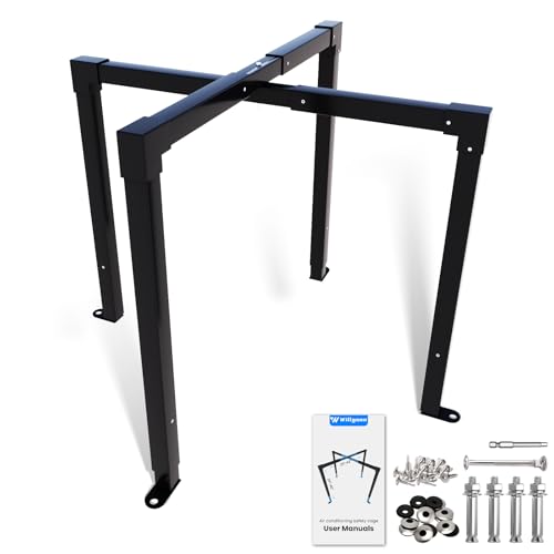 Willgoon AC Security Cage, Adjustable Size Air Conditioner Security Cage for Round or Square Units Adjustable Height 24-46' Width 25-44', Heavy Duty Steel, Corrosion Resistant with Anti-Theft Screws