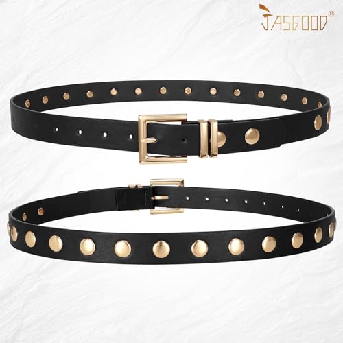 JASGOOD Women Studded Belt Fashion Leather Belt Ladies Punk Belt for Jeans Pants Dresses2