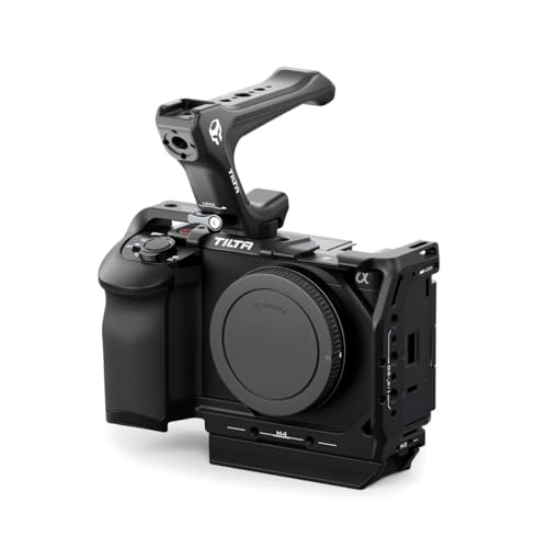 Image of Tilta Camera Cage Compatible with Sony ZV-E1 | Cold Shoe, NATO Rail, M3 and 1 /4 inch-20 Threads | Includes NATO Top Handle, Rod, LWS Baseplate | Black (Lightweight Kit)