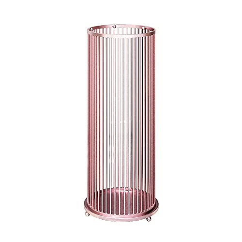 Paragüero redondo dorado y rosa, soporte de paraguas moderno y organizador multiusos