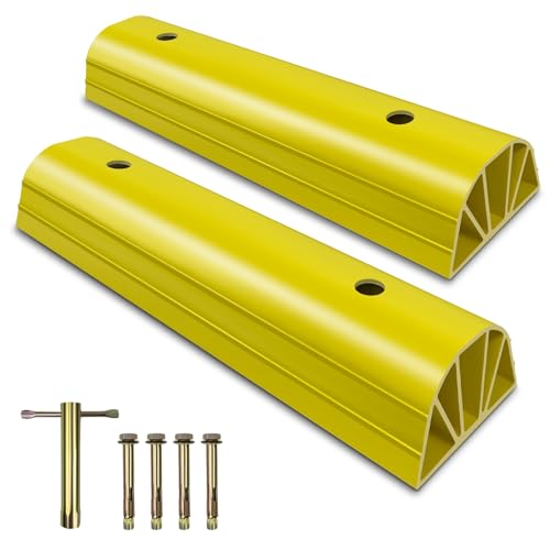 HOXWELL Garage Tire Stops for Garage Floor High-Visibility, 2 Pack 3.1' Higher Block Bumpers for...