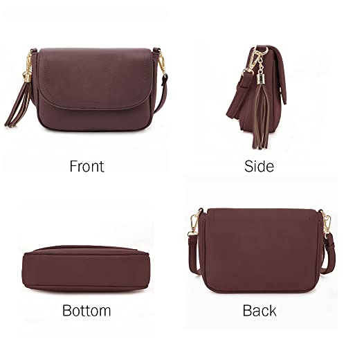 Image of EVVE Small Crossbody Bags for Women Trendy Flap Saddle Purses with Tassel Vegan leather Shoulder bag