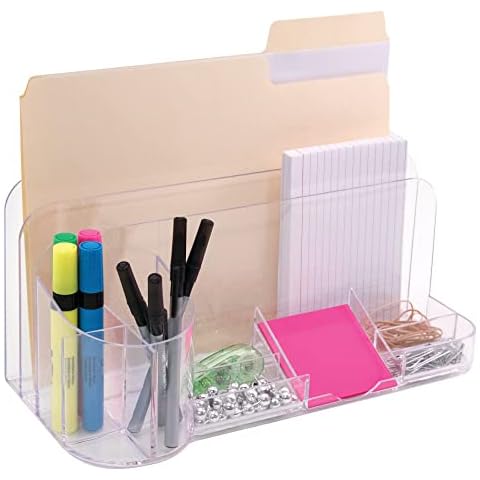 Innovative Storage Designs Desktop Organizer, 9 Compartments, Clear Cover