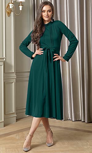 Image of KOH KOH Womens Long Sleeve Semi Formal Work Elegant Pockets Mini Midi Dress