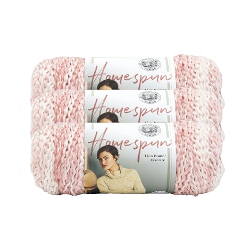 Image of Lion Brand Yarn Homespun Yarn, Soft Bulky Yarn for Knitting, Crocheting, and Crafting, 3 Pack, Parfait
