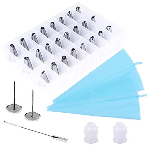 53 Cake Decorating Kits Supplies - THETIS Home Frosting Bags and Tips Set with 36 Stainless Steel Cake Icing Piping Tips for Baking Cake and Cookies